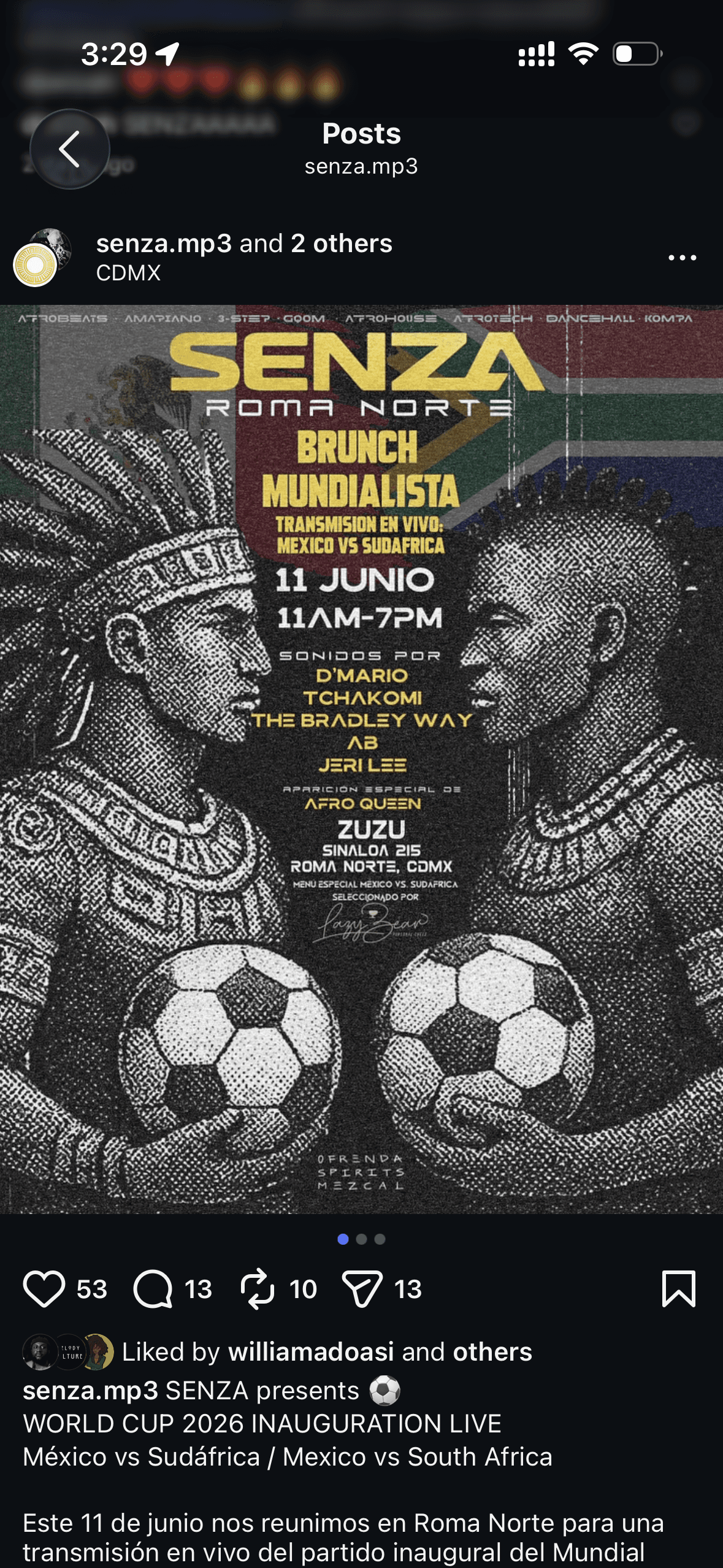 SENZA: Brunch Mundialista — México vs Sudáfrica