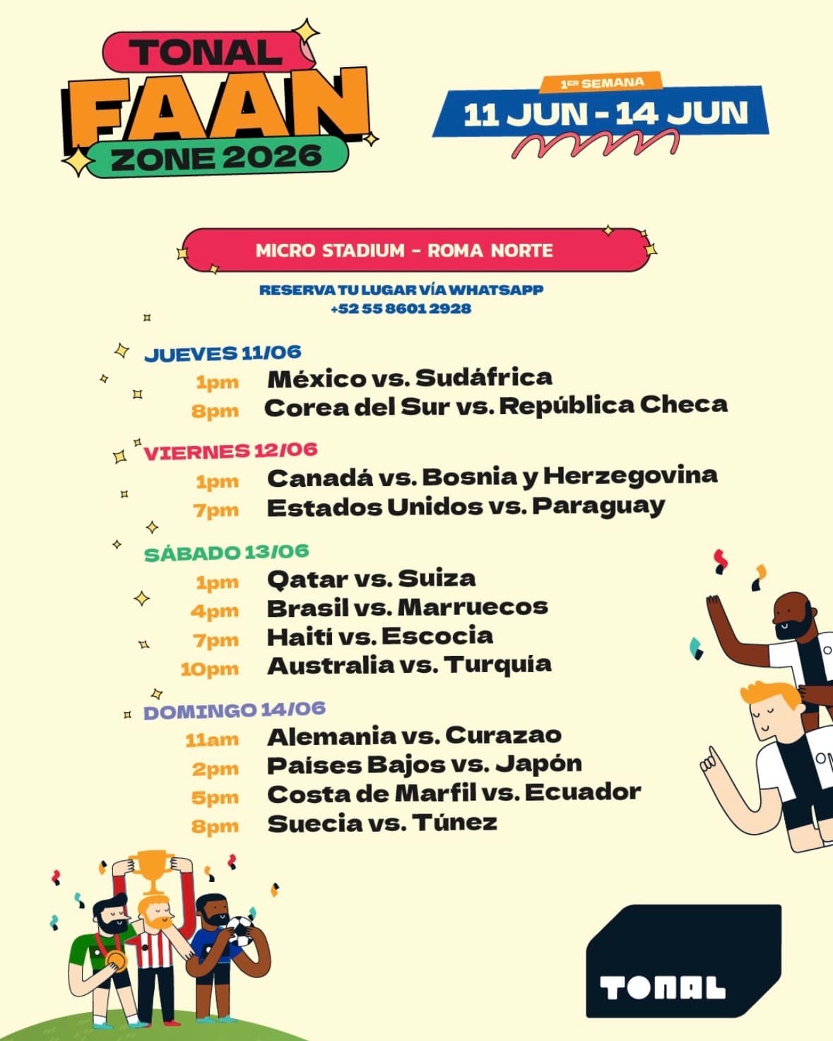 Tonal Faan Zone 2026 — Día 1 (Jueves)